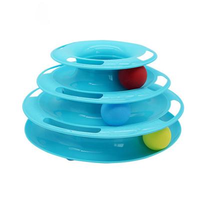 China 3 Layer Sustainable Eco - Friendly Funny Pet Toys With Balls Cat Toys Triangular Turntable for sale