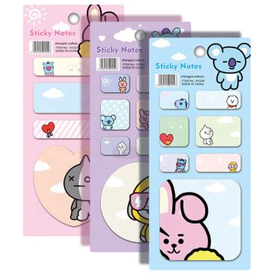 China BT kawaii cartoon BT students self-adhesive cute planner stationery sticky notes sets for sale