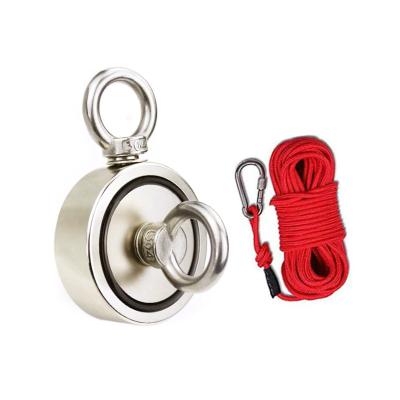 China Industrial Magnet Double Sided Super Strong 500Kg Pull Force Neodymium Magnet Fishing Magnet Kit With Rope for sale