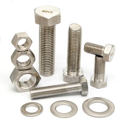 China M8 *70mm 310 Stainless Steel Full Thread Hex Bolts With Heavy Duty Nuts And Gasket ASME B 18.2.1 for sale