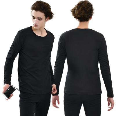 China Thermal Black Color Men Heated Clothes Carbon Fiber USB Heater Heated Thermal Underwear for sale