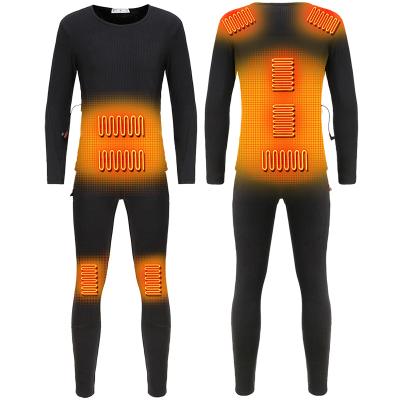 China 5V 2A Long Sleeve Thermal Unisex Heated Carbon Fiber Underwear Heating Panels Heated Clothes For Winter for sale