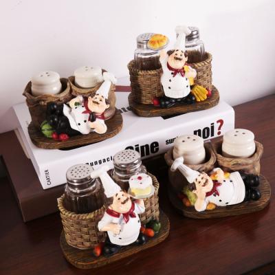 China Creative Minimalist Resin Chef Seasoning Jar Craft Decoration Ornaments For Restaurant Hotel for sale