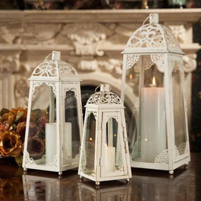 China European Candlestick Wrought Iron Wind Lamp Chandelier Beautiful To Wedding White Candlestick Holder for sale