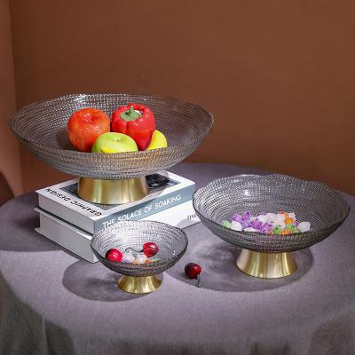 China Creative Nordic Luxury Glass Fruit Tray Decoration For Coffee Table Dried Fruit Candy Dish for sale