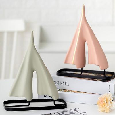 China Creative Minimalist Ceramic Sailboat Crafts Table Ornaments Europe Decoration Office Soft Home Gift for sale