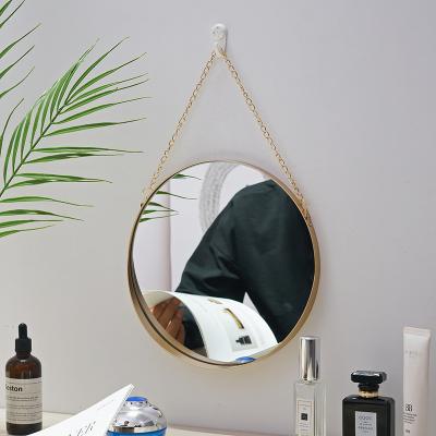 China Nordic Minimalist Metal Wall Mirror With Chain Decorativer Around Simple Design Makeup Hanging Mirror for sale