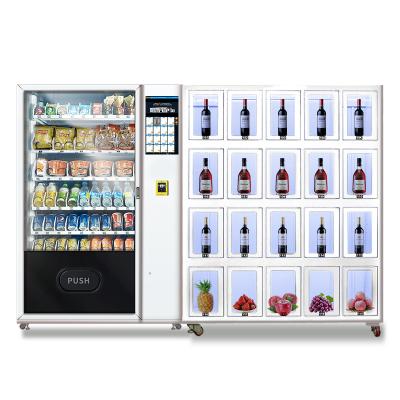 China Máquina expendedora de taquillas de gran capacidad personalizada para refrigerios Bebidas Frutas frescas Productos embotellados en vidrio en venta