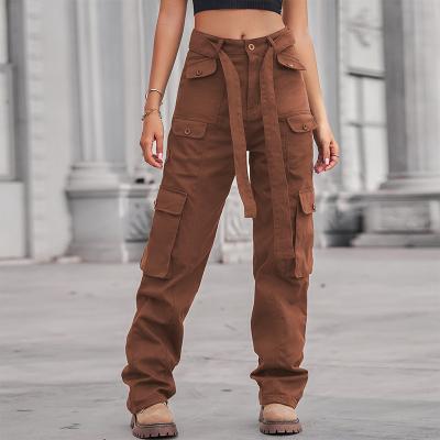 China New Fashion Anti-wrinkle Size 6 Pockets Hip Pop Streetwear Women Cargo Pants Tops Wholesale Straight Cargo Pants for sale