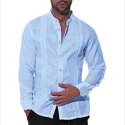 China Custom Color Fashion Men's Embroidery Anti-pilling Plus Size Casual Shirt Men's Shirt Long Sleeve Blank for sale