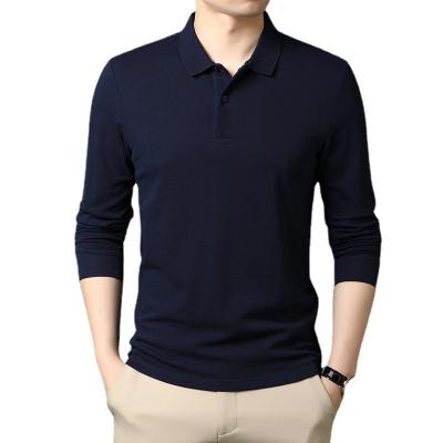 China Polo Shirt Men Blank Color Anti-Wrinkle Long Sleeve Casual Polo T-Shirts Polyester High Quality Custom Fashion for sale