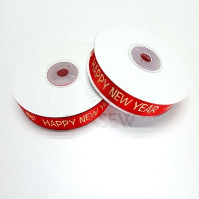 China Latest Single Face Chinese Happy New Year Celebrate Ribbon For Gift Box for sale