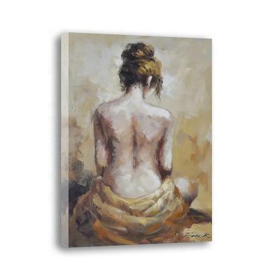 China Modern Home Bedroom Bathroom Print Canvas Art Wall Decoration Chinese Naked Woman Art Stretching Back Frame Canvas Oil Painting for sale