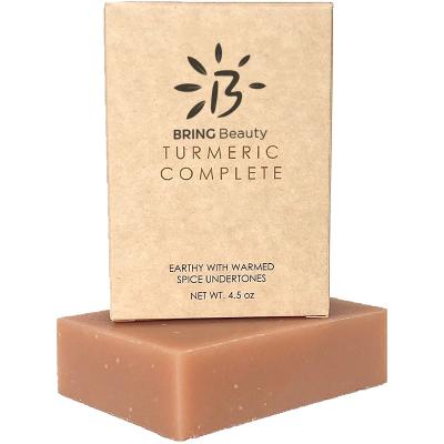 China Best Private Label Turmeric Acne Skin Lightening Handmade Organic Facial Herbal Turmeric Bar Basic Cleansing Soap For Skin Whitening for sale