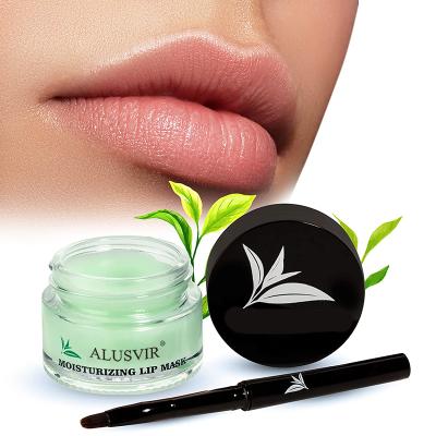 China Scrub Moisturize Green Tea Sleeping Lip Mask Wholesale Natural Organic Whitening Balm For Chapped And Cracked Lips for sale