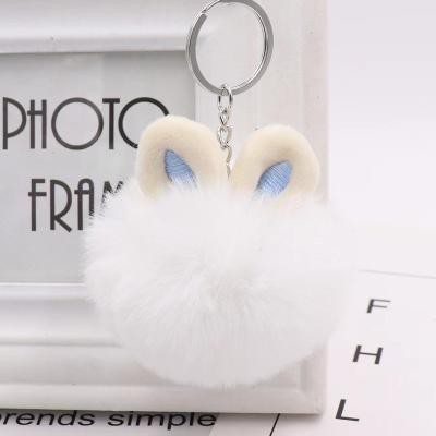 China Promotion Gift Fluffy Rabbit Fur Ball Keychain Faux Fur Pompom Keychain Pompom Bag Charms Rabbit Key Chain Key Ring For Women for sale