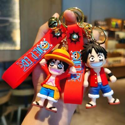 China ONE PIECE PVC Ring Lanyard Schoolbag Pendant Cosplay Accessories Promotion Gift Anime Keychain Luffy Key Chain for sale