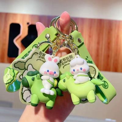 China Cartoon Rabbit Key Chain Toy Doll Horse Hugs Promotion Gift Key Chain Holder Fashion Car Bag African White Green Female Rabbit Pendant Couples for sale