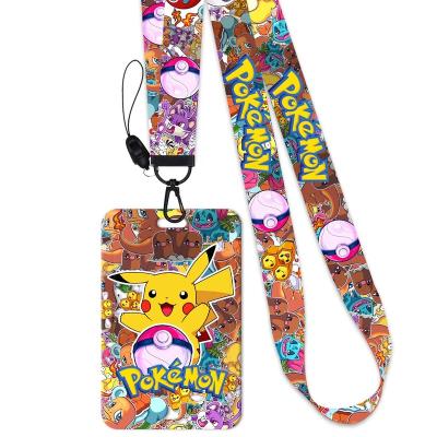 China Japanese Lanyard ID Card Bank Passport Card Holder Nylon Nylon Cartoon Hand Rope Streamer Anime Card Holder Toys for sale