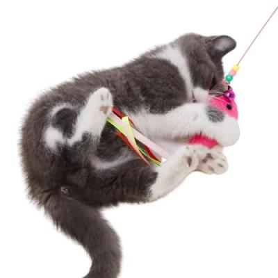 China Cat Toys Cat Toys Cat Teaser Wire Funny Pet Stick Funny Cat Rod Fishing Rod Feather Bell Interactive Replaceable Head for sale