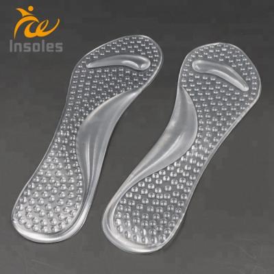 China Shoe Inside Lady/Women Orthotics Flat Feet Massaging Anti Slip Gel Pain Relief Insoles/PU Silicone 3/4 High Heel Shoe Pads for sale