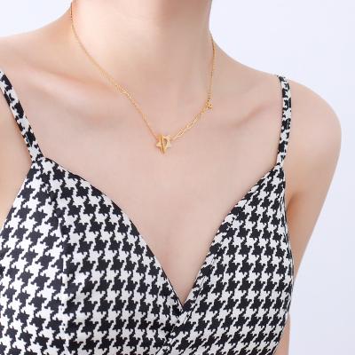 China High Quality Chain Jewelry Personality Clavicle Wind Star OT Buckle Design Necklace Stainless Steel Light Luxury 18K Gold Plated Necklace for sale