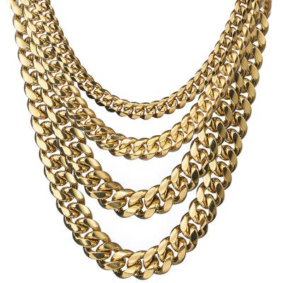 China Fashionable High Quality Mens Jewelry Hiphop Cuban Link Stainless Steel Custom Necklace Women Trendy for sale