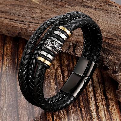 China Hot Selling China Website Christmas Flexible Stainless Steel Multilayer Nylon Men's Handmade Bracelet for sale