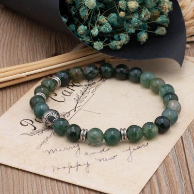 China Flexible Elastic Jade Braclets Gemstone Bracelet For Nen Jade Bangle Natural Stone Beaded Lavastone Green Braclets for sale