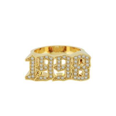 China High Quality Fashion Women Jewelry Zircon Stainless Steel Finger Number Ring for sale