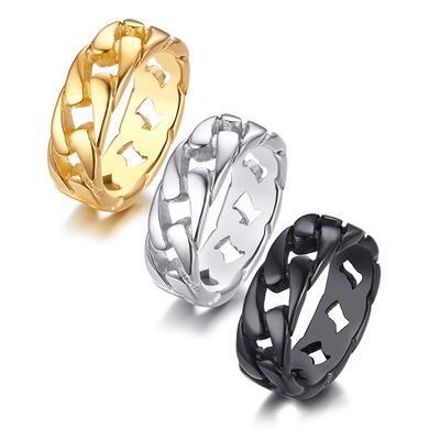 China Hot Amazon 7MM Stainless Steel Chain Mens Ring Mens Cool Chain Spinner Band Stainless Steel Spinner Ring High Quality for sale