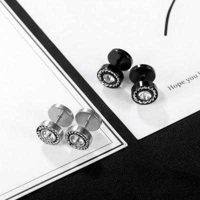 China Fashion Earring Jewelry Stud Earrings Zircon Fashion Gold Plated Stainless Steel Mens Earrings for sale