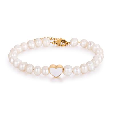 China Astofli High Quality Women Jewelry White Shell Heart Shape Necklace 14k Pearl Bracelet Quality Pearl Jewelry Set for sale