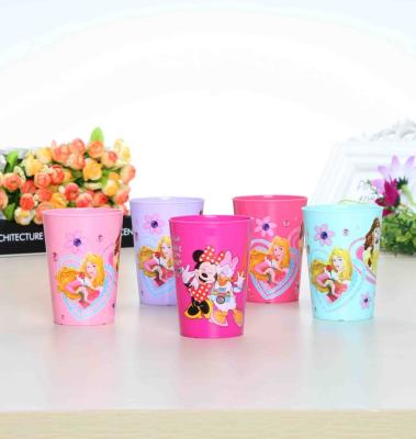 China Viable BPA Free Plastic Set Of 4 Kids Cartoon Picnic Cup In Shrink Wrap for sale