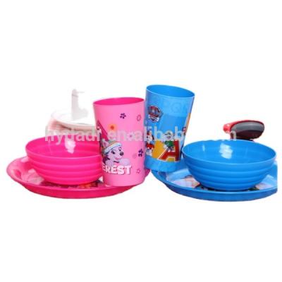 China Sustainable BPA Free PP Material 3 SET Breakfast Dish Plate Plastic Bowl Cup for sale