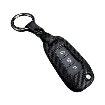 China Non-Toxic Carbon Fiber Shell Car Remote Key Cover Case For Ford Escort Titanium Mondeo Folding Key Cover Holder for sale