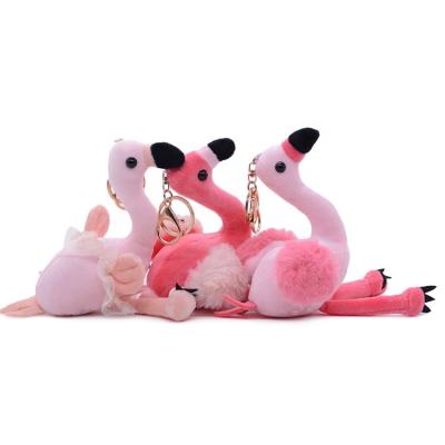 China New Keychain Bird Mini Stuffed With 3 Popular Color Pink Toy Small Key Chain Plush Flamingos for sale