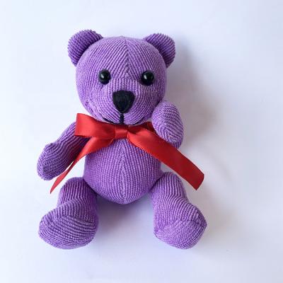 China Popular Purple Corduroy Key Chain Joint Movable Bear Stuffed Conjoined Soft Teddy Bear Plush Doll With Keychain for sale