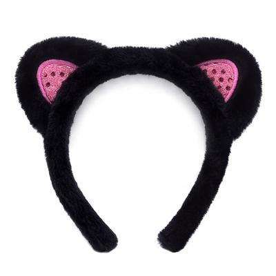 China Popular Wholesale Plush Bear Headband Black Bear Ear Headbands Animal Plush For Christmas for sale