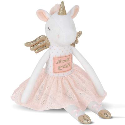 China Popular High Quality Cute White Unicorn Long Leg Plush Skirt Sound Doll Toy For Girl for sale