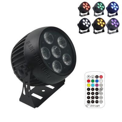 China Outdoor Waterproof UV Remote Control KTV Light 6X18W RGBAW 6in1 IR Wireless Dmx Par IP65 Battery Led Uplights for sale