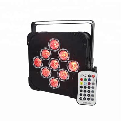 China Wedding club disco DJ bar stage lighting hot sales led battery dmx IR DJ stage light 9PCS 18W wireless remote control uplight/wedding for sale