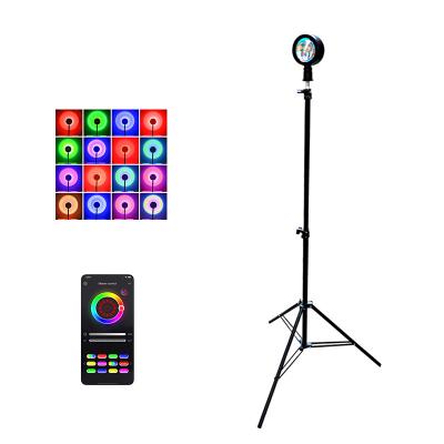 China Modern mobile phone APP connection RGB 16 color sunset lamp with tripod rainbow projection light for sale