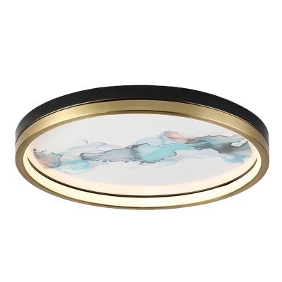 China Surface Mounted Modern Top Grade Pure Copper Rings Chandelier Led Ceiling Lamp Bedroom Lights Office Lights for sale