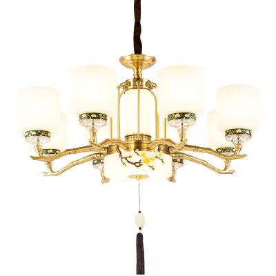 China New Modern Chinese Style Pure Copper Luxury Chandelier For Living Room Bedroom Hotel 8 Heads Light for sale