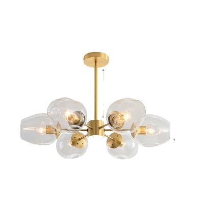 China Bedroom Main Living Room Modern Hot Selling Luxury Pure Copper Chandelier 6 Lights for sale