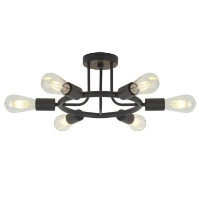 China Modern 6 Head Chandelier Lighting Black Semi Recessed Ceiling Lamp for sale