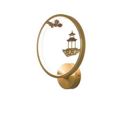 China Personality round wall lamp hotel family bedside wall lamp traditional pure copper creative reading lights for sale