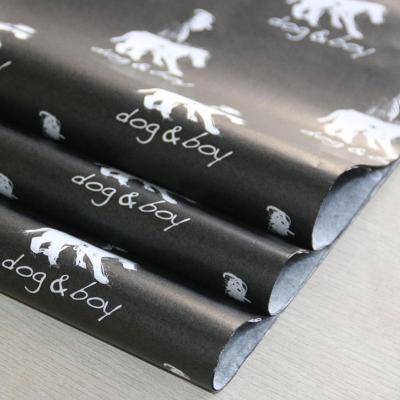 China Recycled Materials Logo Black White Wrapping Tissue Recyclable Custom Paper For Garment Tissue Paper Wrapping With Private Label for sale