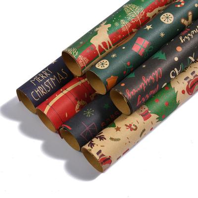 China Recycled Materials New Arrive Hot Sale Merry Christmas Santa Elk Kid Baby Gift Craft Rolling Wrapping Paper for sale